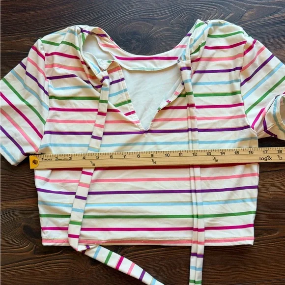 Kate Spade Sport or Swim Striped Multicolor Crop Top Small - Picture 8 of 14